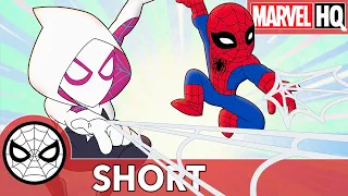 Spidey and Gwen "Book It" After Rhino | Marvel Super Hero Adventures - Bend, Don’t Break | SHORT
