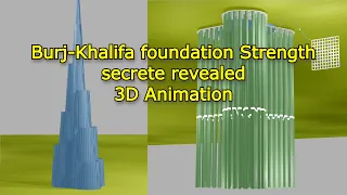 Burj Khalifa foundation strength secrete revealed. 3D Animation.