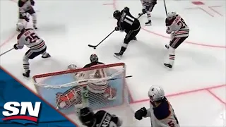 Anze Kopitar Cuts To Front Of Net Before Sniping Backhand Off Crossbar And In