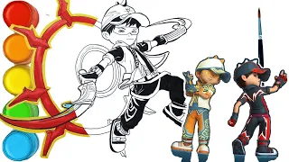 Menggambar dan mewarnai BoBoiBoy Supra Fusion Halilintar dan Solar 7 kuasa Elemental | draw BoBoiBoy