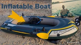 Fishing In Inflatable Boat in the sea And Goes Horrible Wrong!! (intex sea hawk 2)