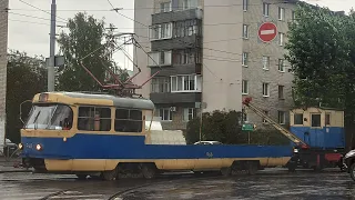 грузовой трамвай Tatra T3SU № 968 с вагончиком кран № 26 Екатеринбург