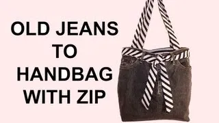 DIY Fashion jean bag (How to make a jean purse with ZIP) DIY Bag Vol 7
