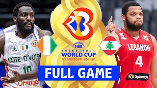 Cote d'Ivoire v Lebanon | Full Basketball Game | FIBA Basketball World Cup 2023