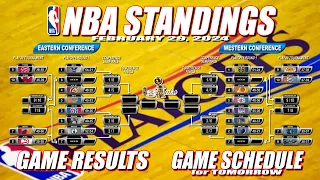 NBA LATEST STANDINGS TODAY FEBRUARY 29, 2024  | NBA SCORE TODAY  |  NBA SCHEDULE