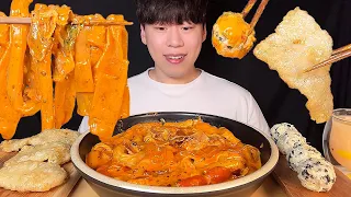 SUB) Korean food mala rose tteokbokki & guobaorou mukbang asmr