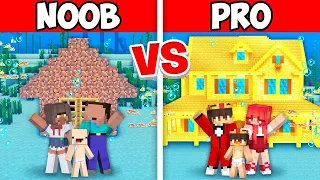 Noob Familie vs Pro Familie: WASSER HAUS BAU CHALLENGE in Minecraft!