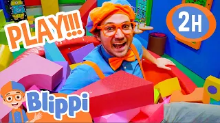 2 HOURS OF BLIPPI PLAYING AT INDOOR PLAYGROUNDS! | Blippi Indoor Playground Videos for Kids