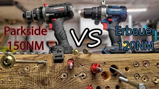 Parkside 150NM VS Erbauer 120NM TEST PORÓWNANIE PPBSA 20-Li A1 vs ECDT18-LI-2