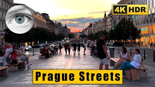 Red evening in Prague 4k Czech Republic Walk:  Wenceslas Square - Old Town Square 🇨🇿 HDR ASMR