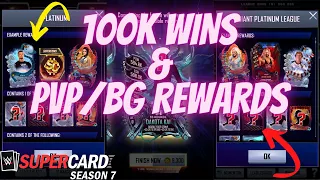 I finally hit 100k!!! + PVP REWARDS & BG REWARDS!! |  WWE SuperCard S7 #8