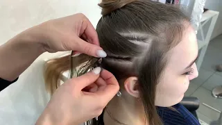 Голливудское наращивание волос на косички. Холодное наращивание волос. Ice hair extension