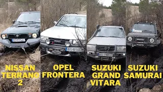 Suzuki Samurai,Nissan Terrano 2,Opel Frontera,Suzuki Grand Vitara.Samochody terenowe w akcji 👈😎👍