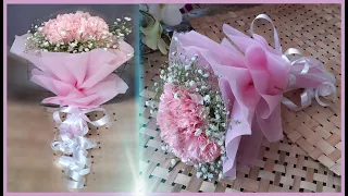 Flower wrapping ideas(techniques) // carnation bouquet // carnation flower wrapping tutorial