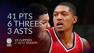 Bradley Beal 41 pts 6 threes 3 asts vs Clippers 16/17 season