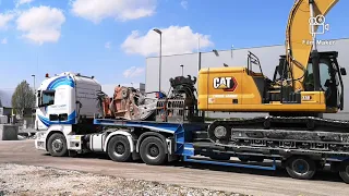 CARICO ESCAVATORE Caterpillar 330 next generation excavator trans ghiaia gravel scania transport