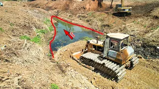 New updated canal, highly skilled staff pushes stones into 5 truck water​ & Bulldozer ZOOMLION