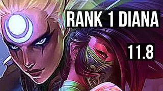 DIANA vs AKALI (MID) | Rank 1 Diana, 2.2M mastery, 600+ games, 11/2/3 | JP Grandmaster | v11.8