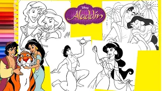 Disney Aladdin & Princess Jasmine Coloring Pages for kids