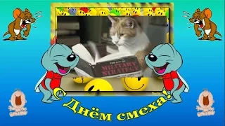 Смешное поздравление с 1 апреля.  1 апреля. День смеха. Смехотерапия. Видео открытка с Днем смеха.