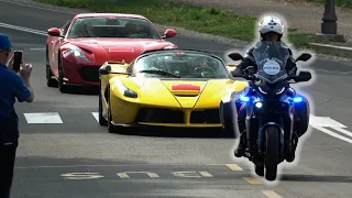 Police ESCORT £4Million la Ferrari and more SuperCars through Rome!