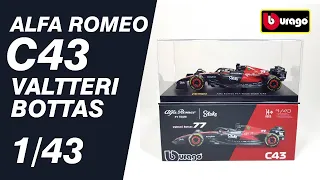 Alfa Romeo C43 Valteri Bottas 1:43 Bburago Signature│4K UHD