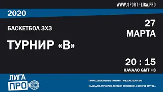 Баскетбол 3х3. Лига Про. Турнир В. 27 марта 2020 г.