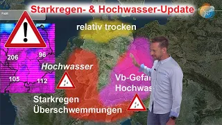 Unwetter-Warnung! Update Starkregen, Gewitter & Hochwasser. Sintflutartiger Regen! Vb weiter Thema!