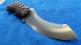 Making a double edged hunting knife-created for hunters.