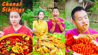 Outdoor Cooking Catching Fish | Mukbang Eating Challenge | Sister Chanzi Make Grilled Braised Fish