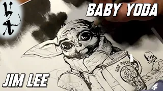 Jim Lee drawing Baby Yoda AKA Grogu