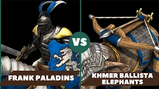 AOE2: 60 FRANK PALADINS VS 60 ELITE KHMER BALLISTA ELEPHANTS.