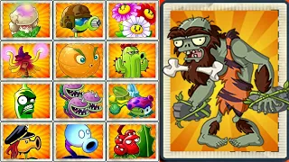 PvZ 2 Challenge - New Plant and Every Plant  Max Level POWER UP Vs Team Jurassic Rockpuncher Zombie