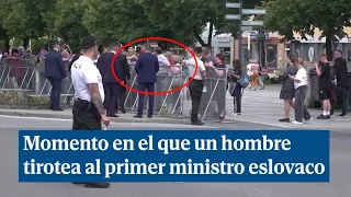 Momento en que un hombre tirotea al primer ministro eslovaco, Robert Fico