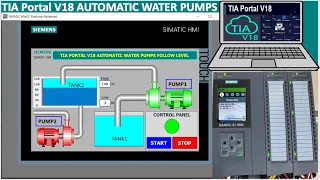TIA Portal V18 and WinCC HMI simulation water pumps without using real PLCs (Full tutorial)