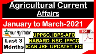 Agriculture Current Affairs for Afo/ Nabard/ Fci/ Uppsc/ Upsc/ Rrb/ icar jrf/ upcatet/ last 3 months