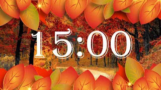 15 Minute 🍂 Fall Leaves Countdown Timer -  Wind Chime Alarm 🍂🎐