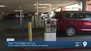 Parking on the weekends at UArizona garages won't be free anymore