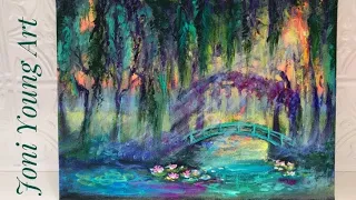 ACRYLIC PAINTING TUTORIAL 🎨 HOW TO PAINT A BRIDGE OVER WATER WITH LILIES / MONET /STEP BY STEP