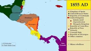 Map: History of Central America (1800-2018) - Every year