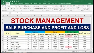 sale purchase stock manage in excel sheet