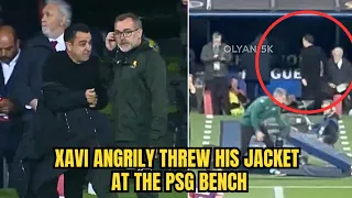 😡 Angry Xavi Throws his Jacket at the PSG Bench After Being Sent-Off 😳😱 | Araujo Red Card vs PSG