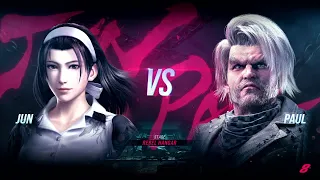 Tekken 8 Gameplay - Jun Kazama vs Paul Phoenix, Rebel Hangar Stage