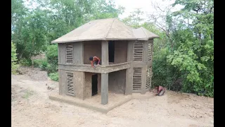 Building the most creative mud villa house by spend 21 days in forest .