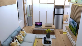 TINY APARTMENT 198sqft ( 18.4sqm MICRO APARTMENT TOUR ) | SPACE SAVING IDEAS | NOTHING TOO SMALL