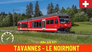 Cab Ride Tavannes - Le Noirmont (Jura Railways, Switzerland) train driver's view in 4K