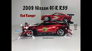 2009 Nissan GTR R-35 Red Ranger Mighty Morphin Power Rangers Die-Cast by Jada - Hollywood Rides