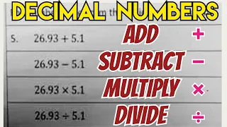 Decimal Numbers | Addition Subtraction Multiplication Division [Basic Math Operation of Integers]