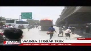 Satu Truk Lindas Pemotor, Warga Kamal Rusak Sejumlah Truk Yang Lewat