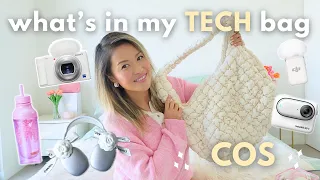 what's in my TECH bag (2024) 🎧 vlogging cameras & accessories | COS oversized quilted crossbody bag